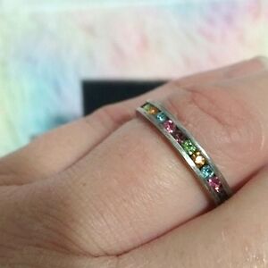 SALE! Authentic Multicolor Stone 925 Sterling Silver Forever Ring 💍 Sz.6